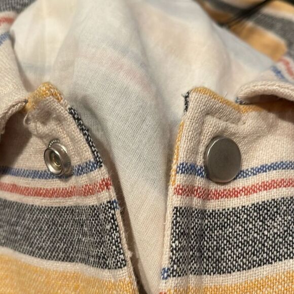 Zara Men’s Striped Beige Yellow Multicolored Structured Button Up Jacket Sz XL - Picture 14 of 15